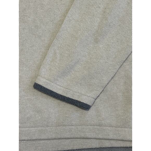 VTG Eddie Bauer Cream Grey 1/4 Zip Mock Neck Stripe Sweater T3XL Classic Preppy - Picture 5 of 16